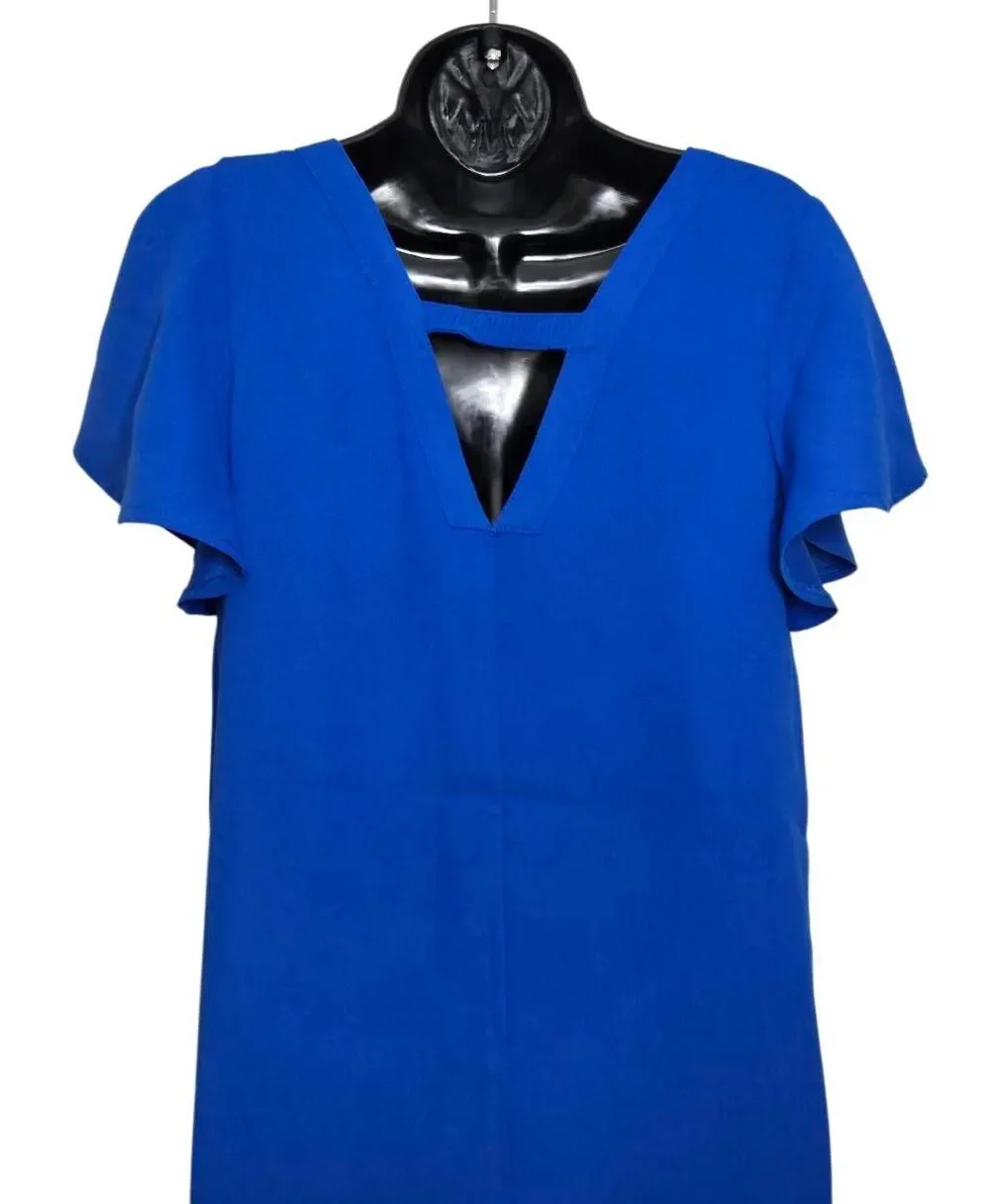 Jack BB Dakota Dress Women's Size XS True Blue Mini Shift V-Neck